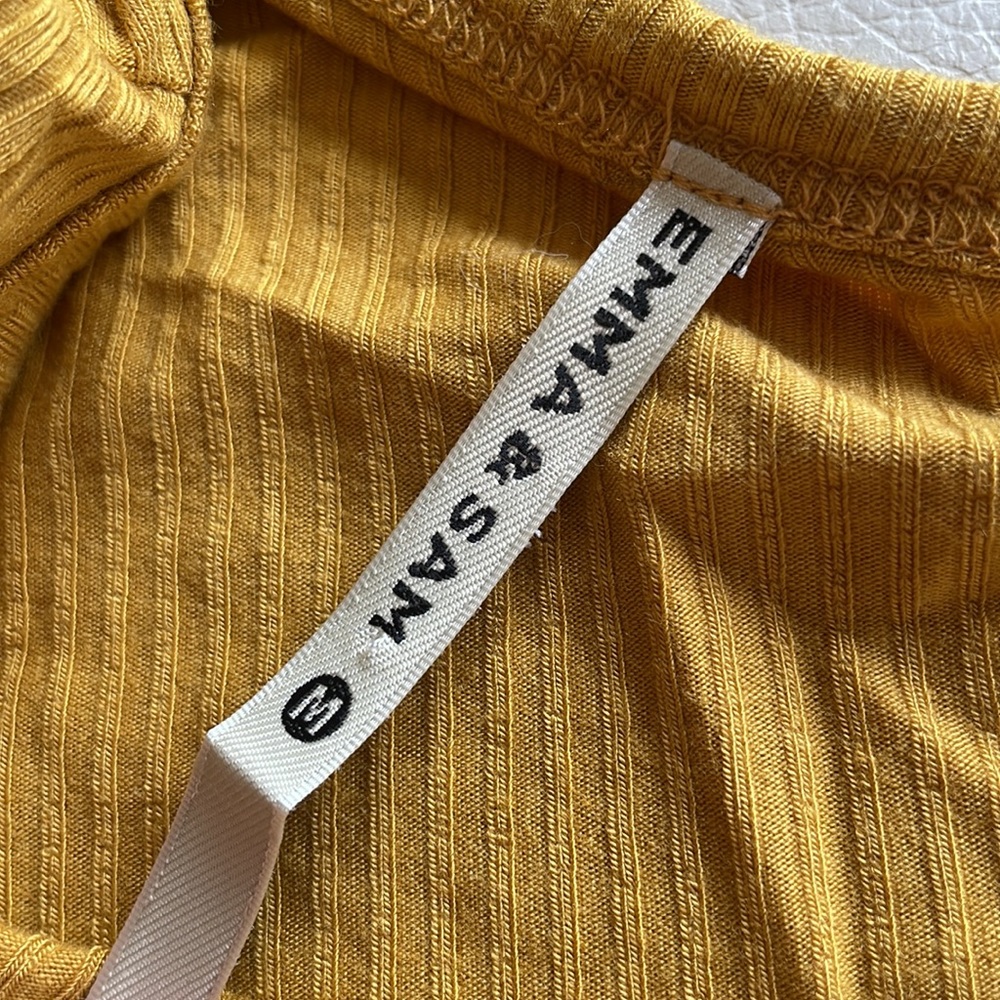 Emma & Sam Ribbed Mustard One-Shoulder Top - Picture 5 of 5